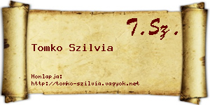 Tomko Szilvia névjegykártya